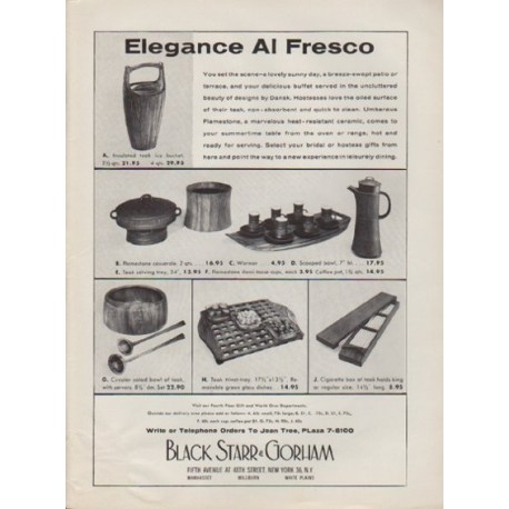 1959 Black Starr & Gorham Ad "Elegance Al Fresco"