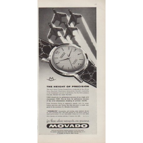 1959 Movado Ad "The Height Of Precision"